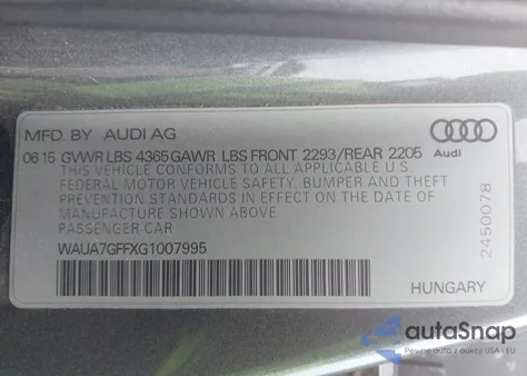 2016 Audi A3 1.8T Premium z USA, uszkodzony, nr VIN WAUA7GFFXG1007995